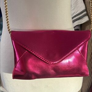 SHEIN Shiny Fuchsia Envelope Clutch